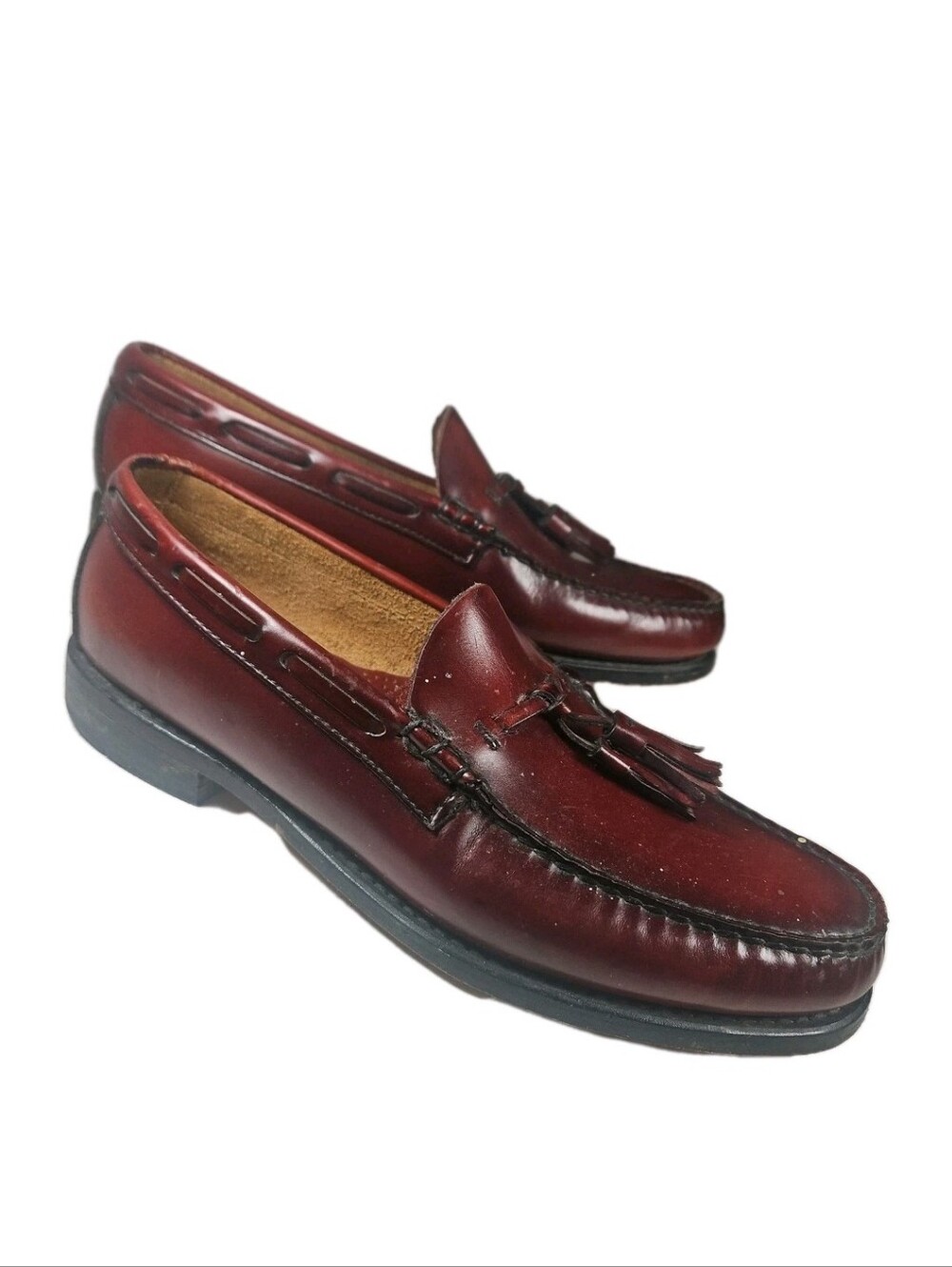 G.H. Bass Weejuns Shoe 7718 Men Sz7.5 Burgundy Tassel Loafer Prep Office USA[7C